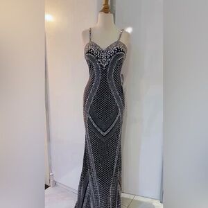 Jovani Black and Silver Maxi Dress